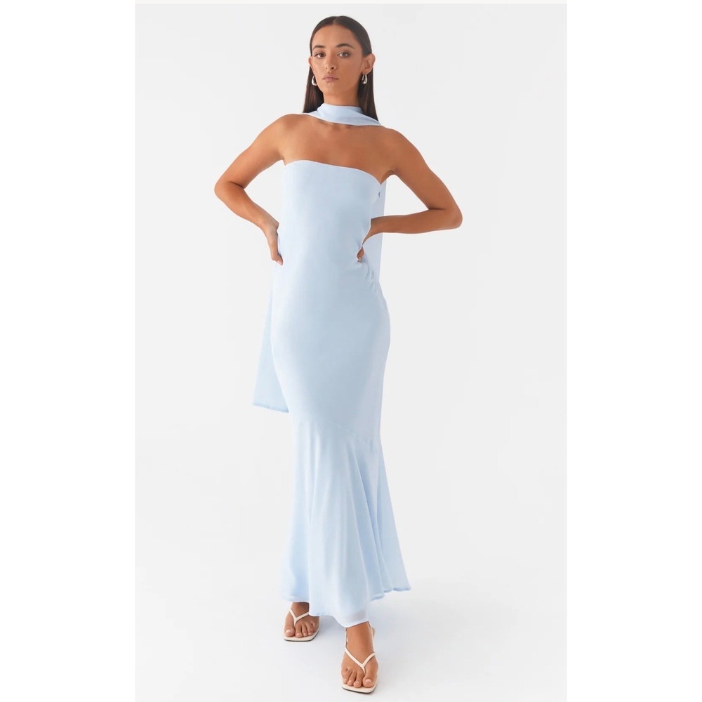 Peppermayo Light Blue Strapless Maxi Dress  Size US 2
